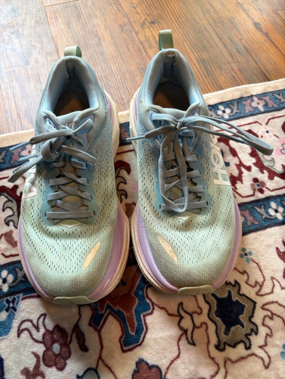Hoka Women's Light Blue and Lavender Running Shoes